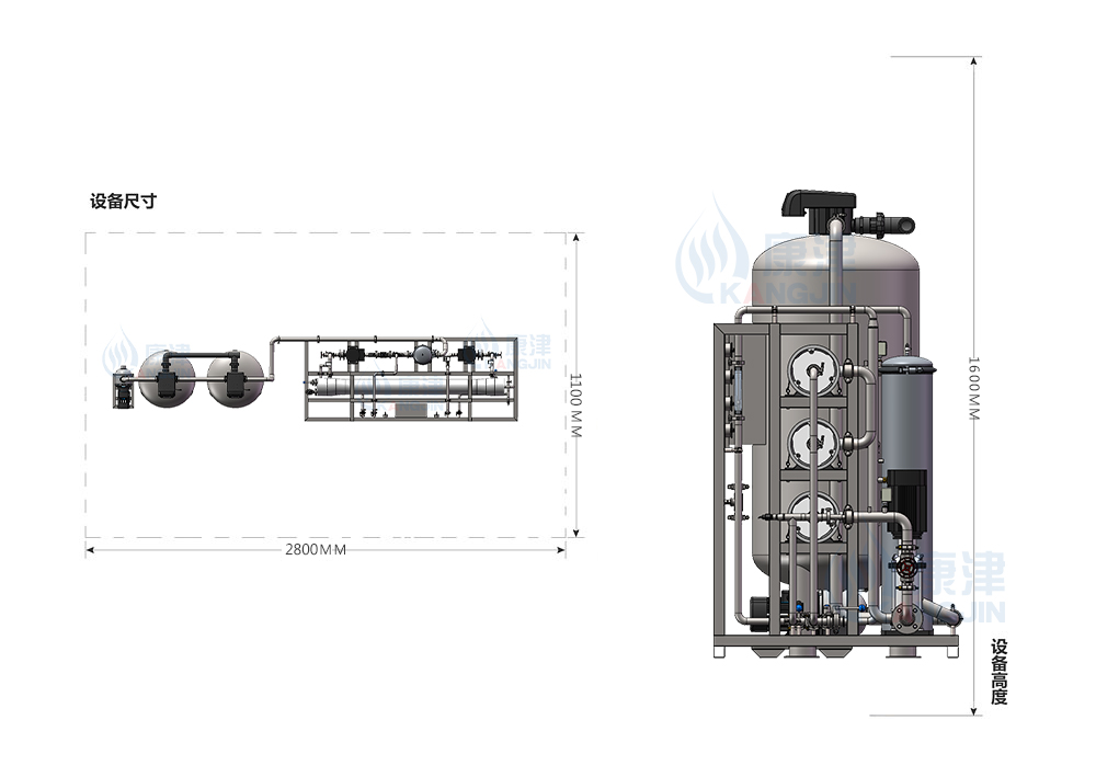 2T/H(每小时出水2吨)双级反渗透净水设备